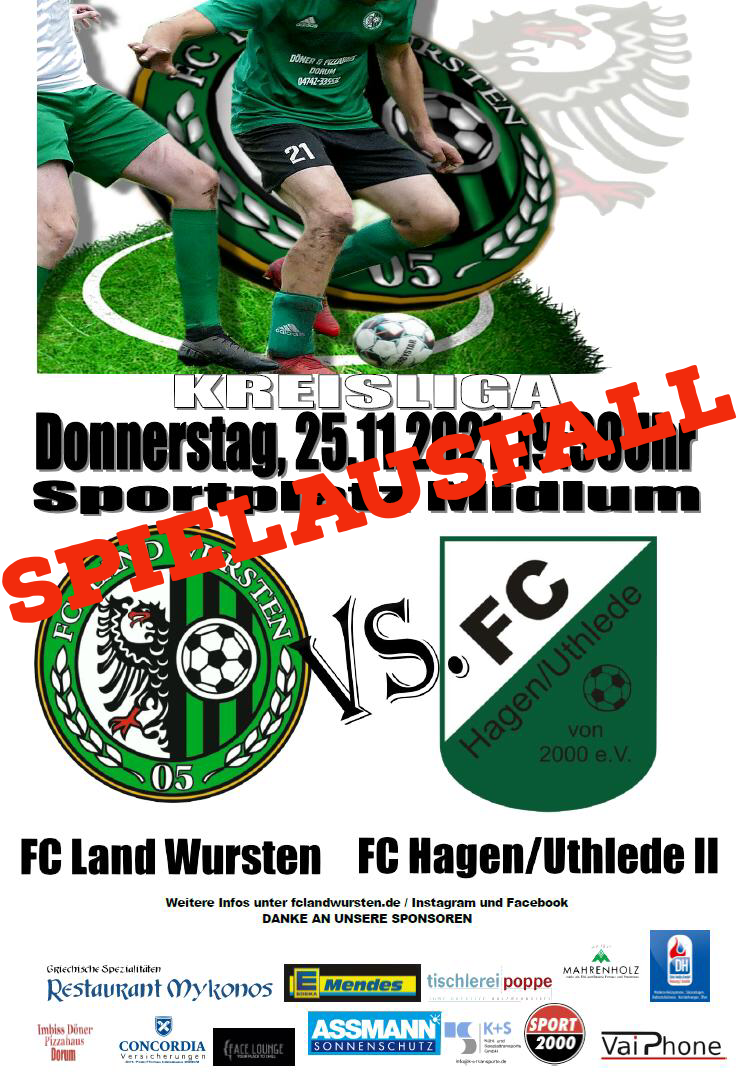 Read more about the article Spielausfall: FC Land Wursten – FC Hagen/Uthlede II