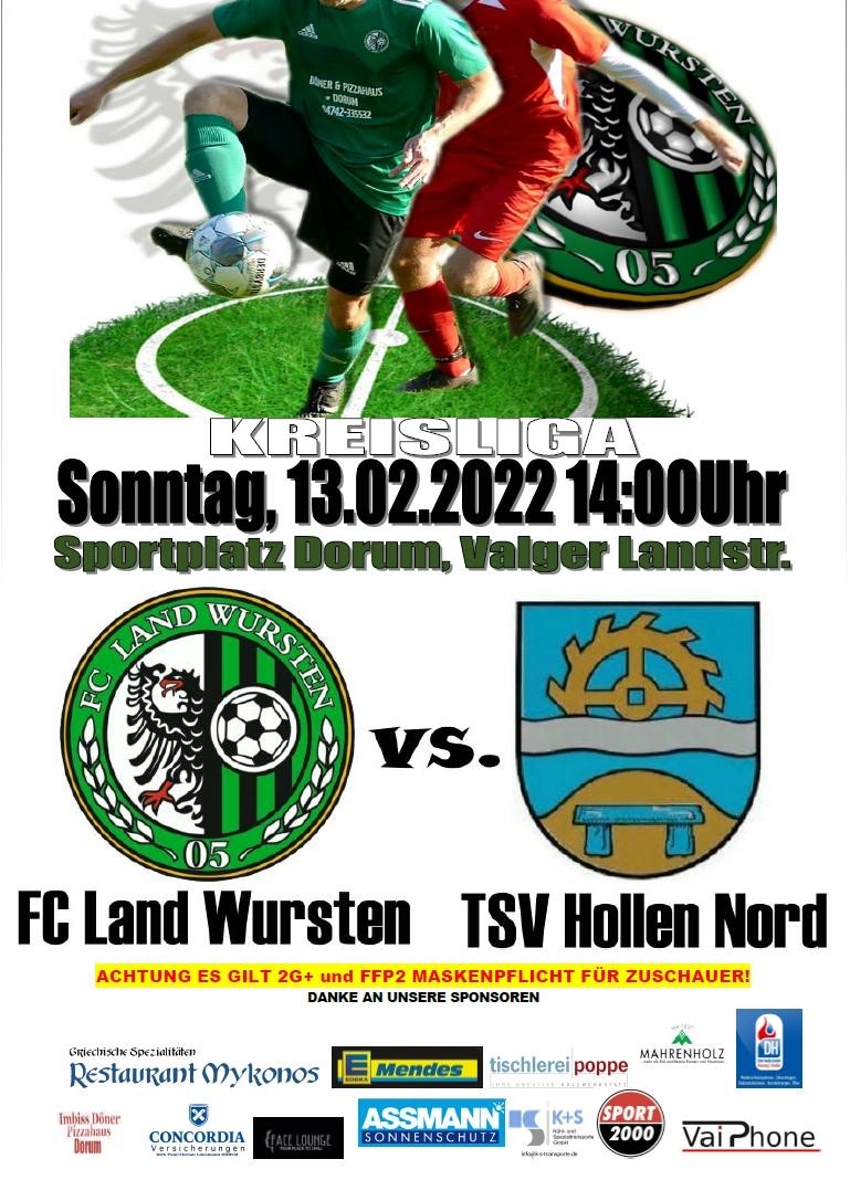 You are currently viewing 16. Spieltag (Nachholspiel): FC Land Wursten – TSV Hollen-Nord