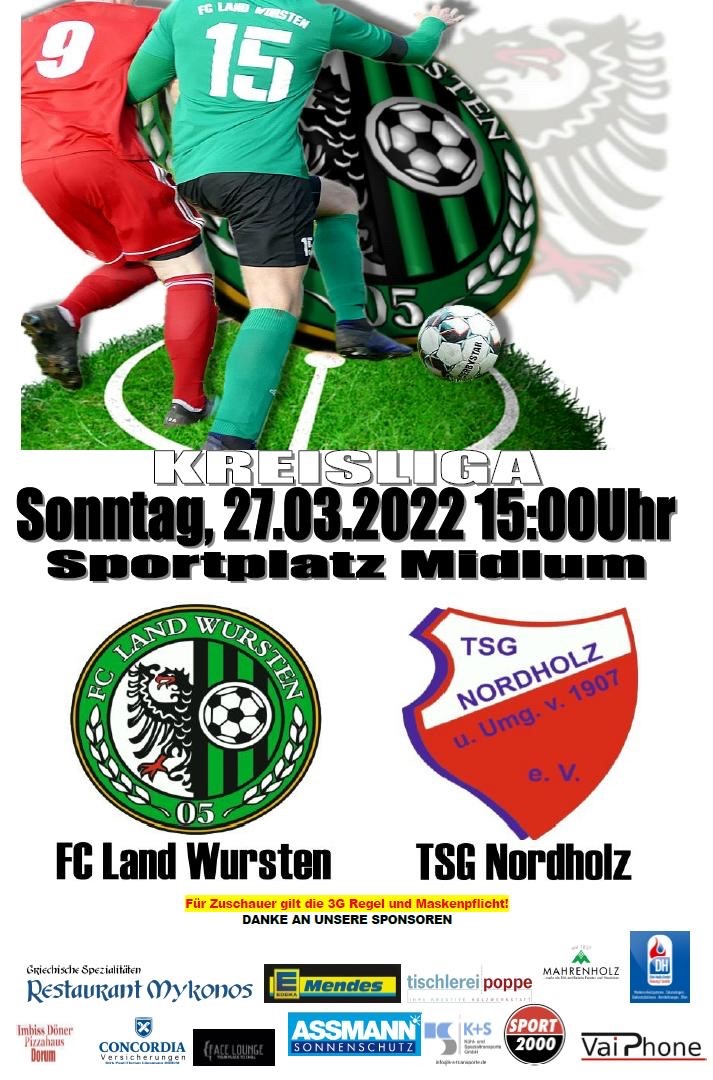 Read more about the article 1. Spieltag (Abstiegsrunde): FC Land Wursten – TSG Nordholz