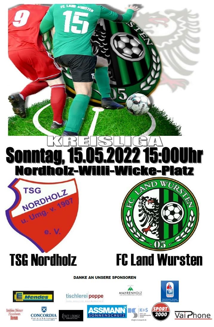 You are currently viewing 8. Spieltag (Abstiegsrunde): TSG Nordholz – FC Land Wursten 