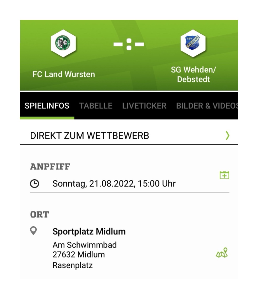 You are currently viewing 3. Spieltag: FC Land Wursten – SG Wehden/Debstedt
