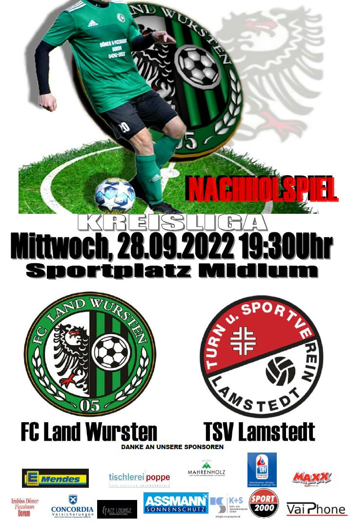 You are currently viewing 7. Spieltag (Nachholspiel): FC Land Wursten – TSV Lamstedt 