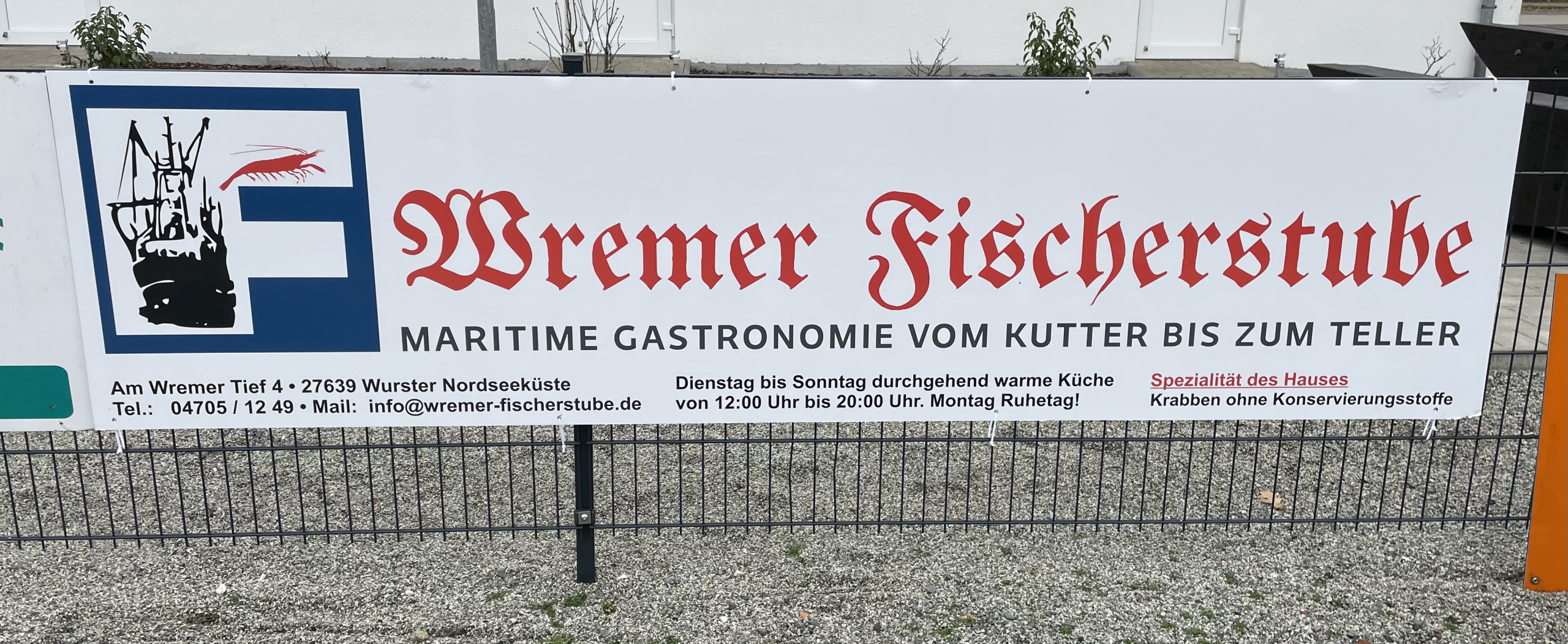 Mehr über den Artikel erfahren Wremer Fischerstube unterstützt uns mit Bandenwerbung 
