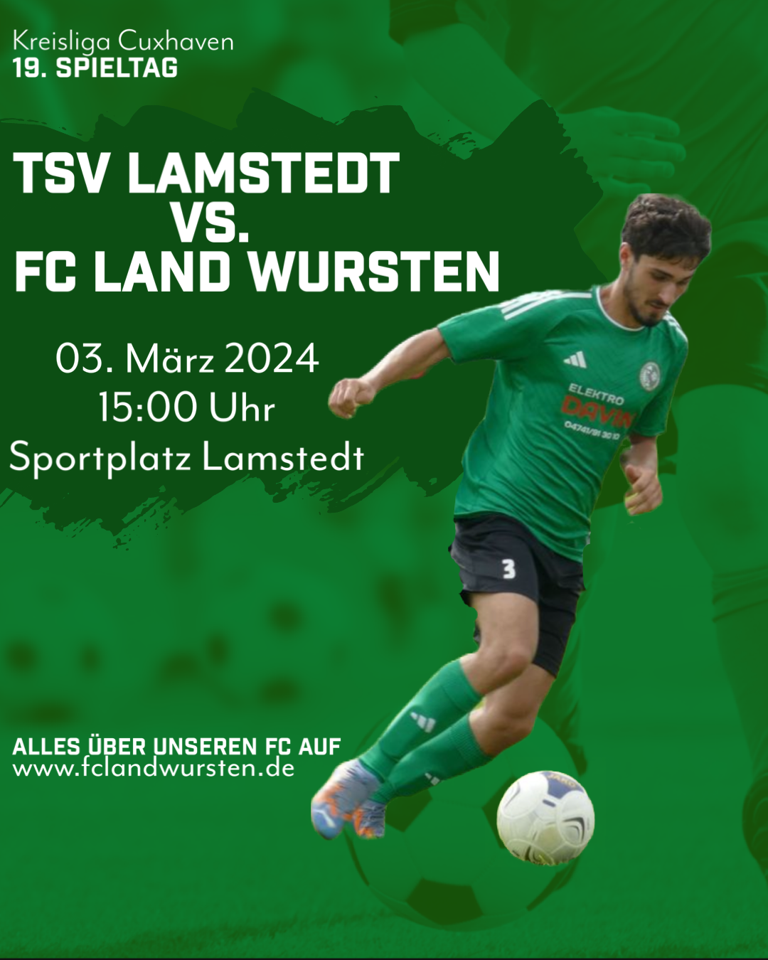 Mehr über den Artikel erfahren 19. Spieltag: TSV Lamstedt- FC Land Wursten 