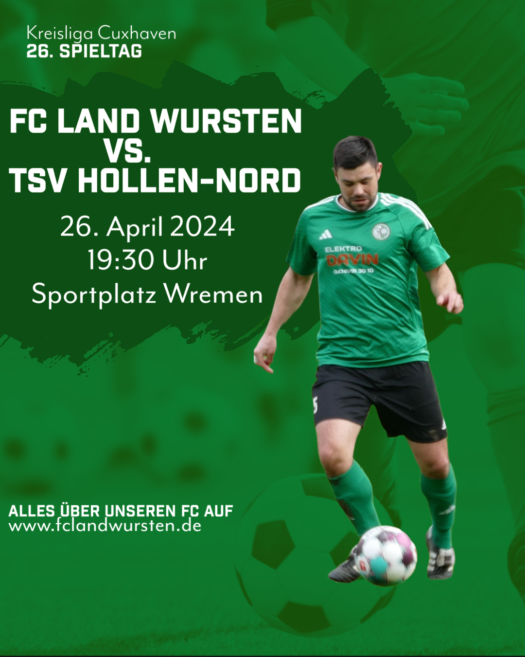 Mehr über den Artikel erfahren 26. Spieltag: FC Land Wursten – TSV Hollen-Nord 