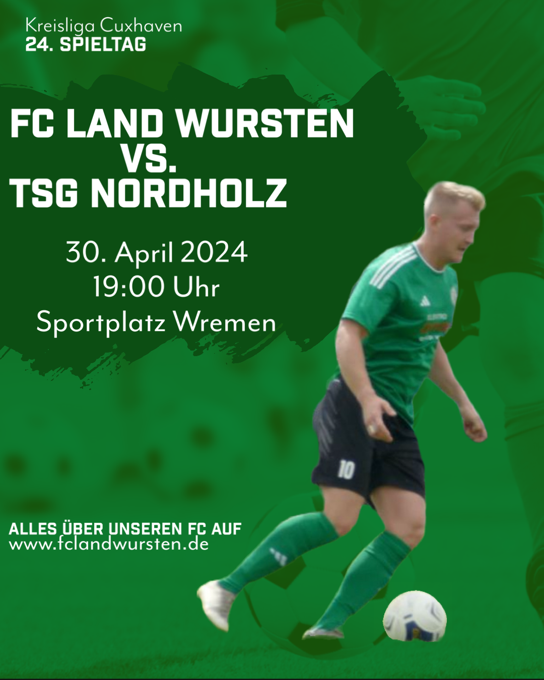 Mehr über den Artikel erfahren 24. Spieltag (Nachholspiel): FC Land Wursten – TSG Nordholz