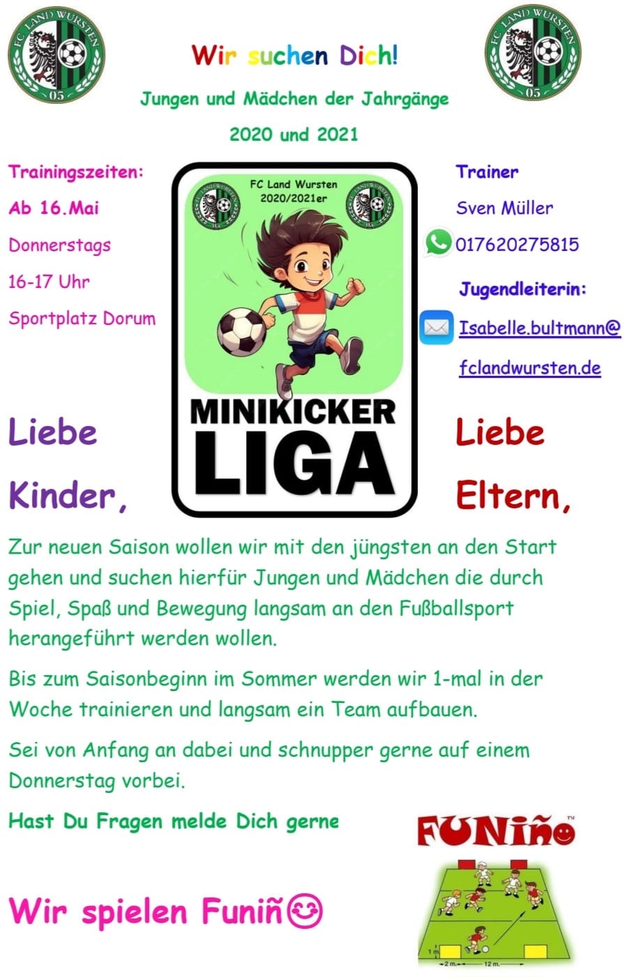 Mehr über den Artikel erfahren Wir suchen Dich! Jungen und Mädchen der Jahrgänge 2020 und 2021
