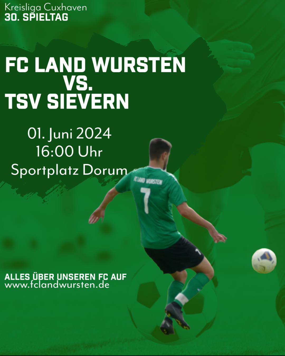 Mehr über den Artikel erfahren 30. Spieltag: FC Land Wursten – TSV Sievern und FREIBIER