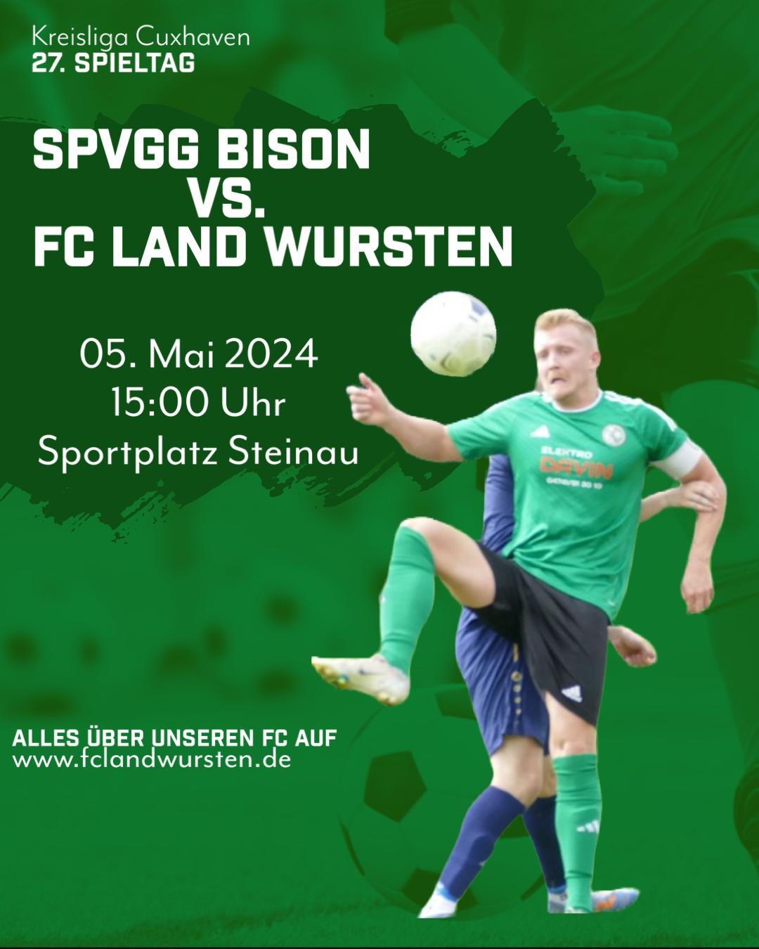 Mehr über den Artikel erfahren 27. Spieltag: SpVgg BISON – FC Land Wursten 