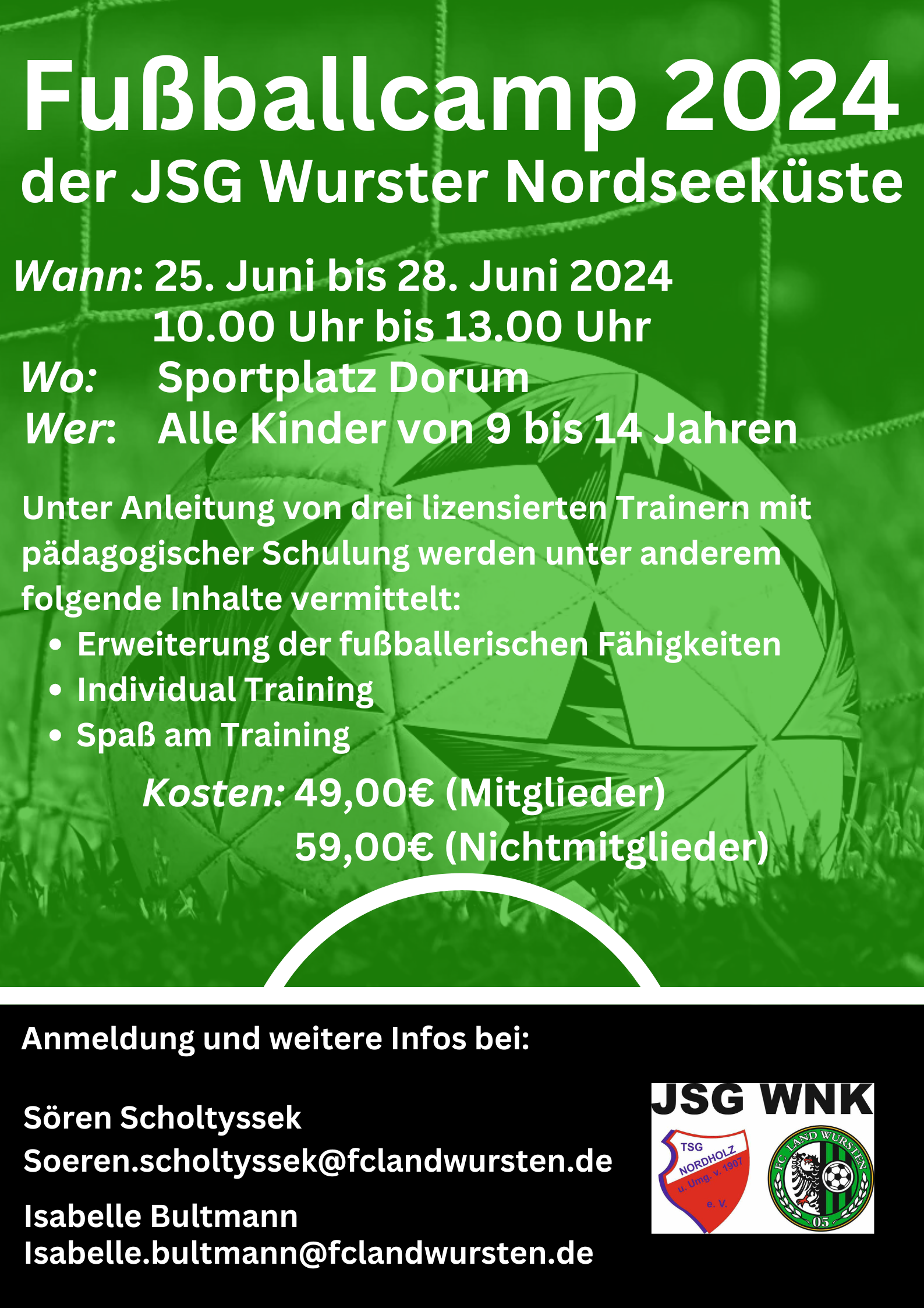 Mehr über den Artikel erfahren JSG WNK-Fußballschule findet wieder in den Sommerferien statt