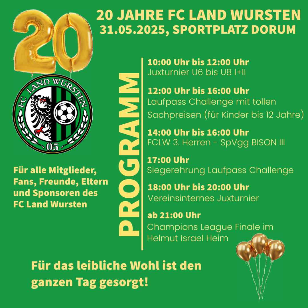 Du betrachtest gerade 31.05.2025: Jubiläumsfeier auf dem Dorumer Sportpatz