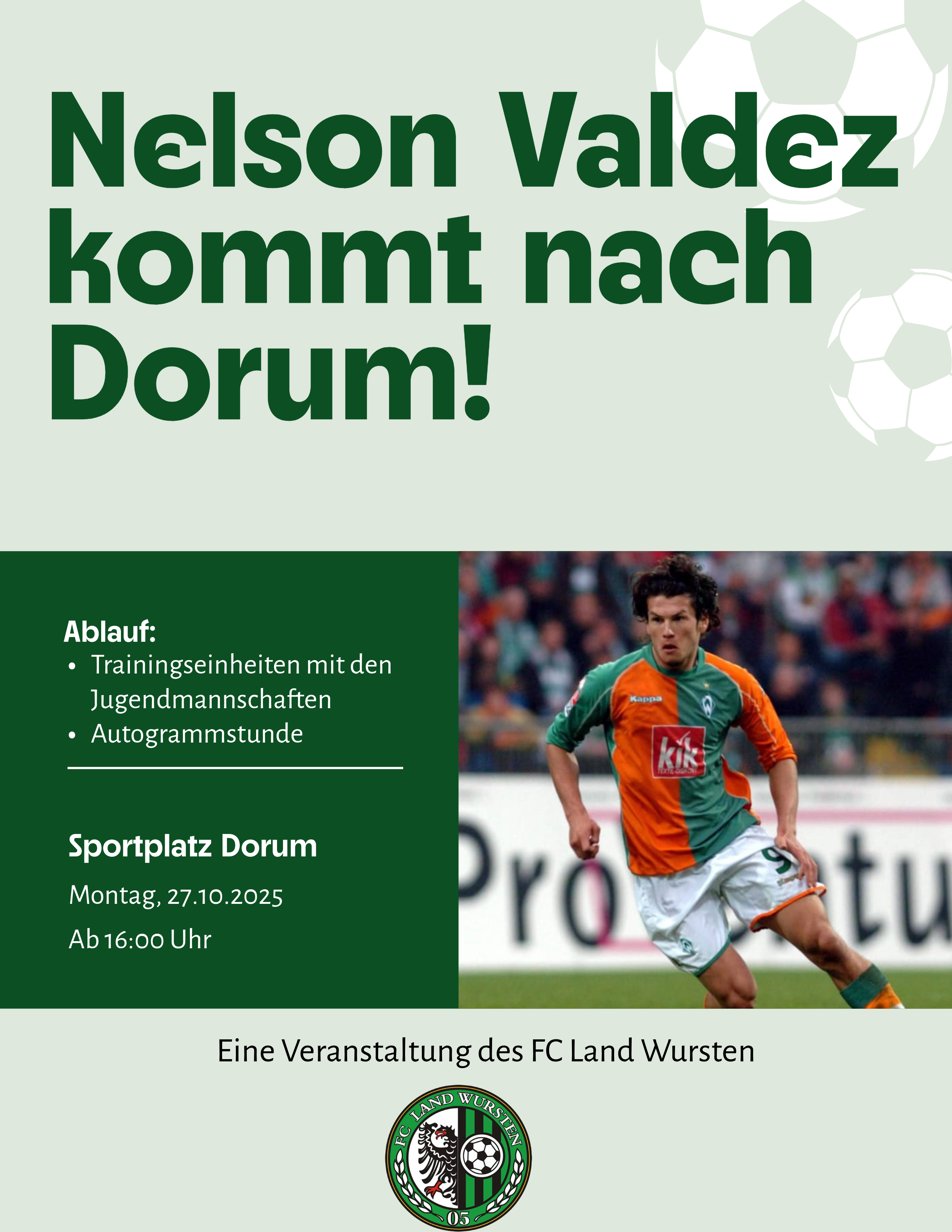 Du betrachtest gerade Fußball-Highlight beim FC Land Wursten: Nelson Valdez kommt nach Dorum
